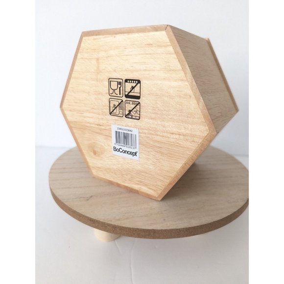 BoConcept Wooden Box w Print Geo Mandala Design Dust Green Trinket Hexagon NIB - Picture 3 of 8